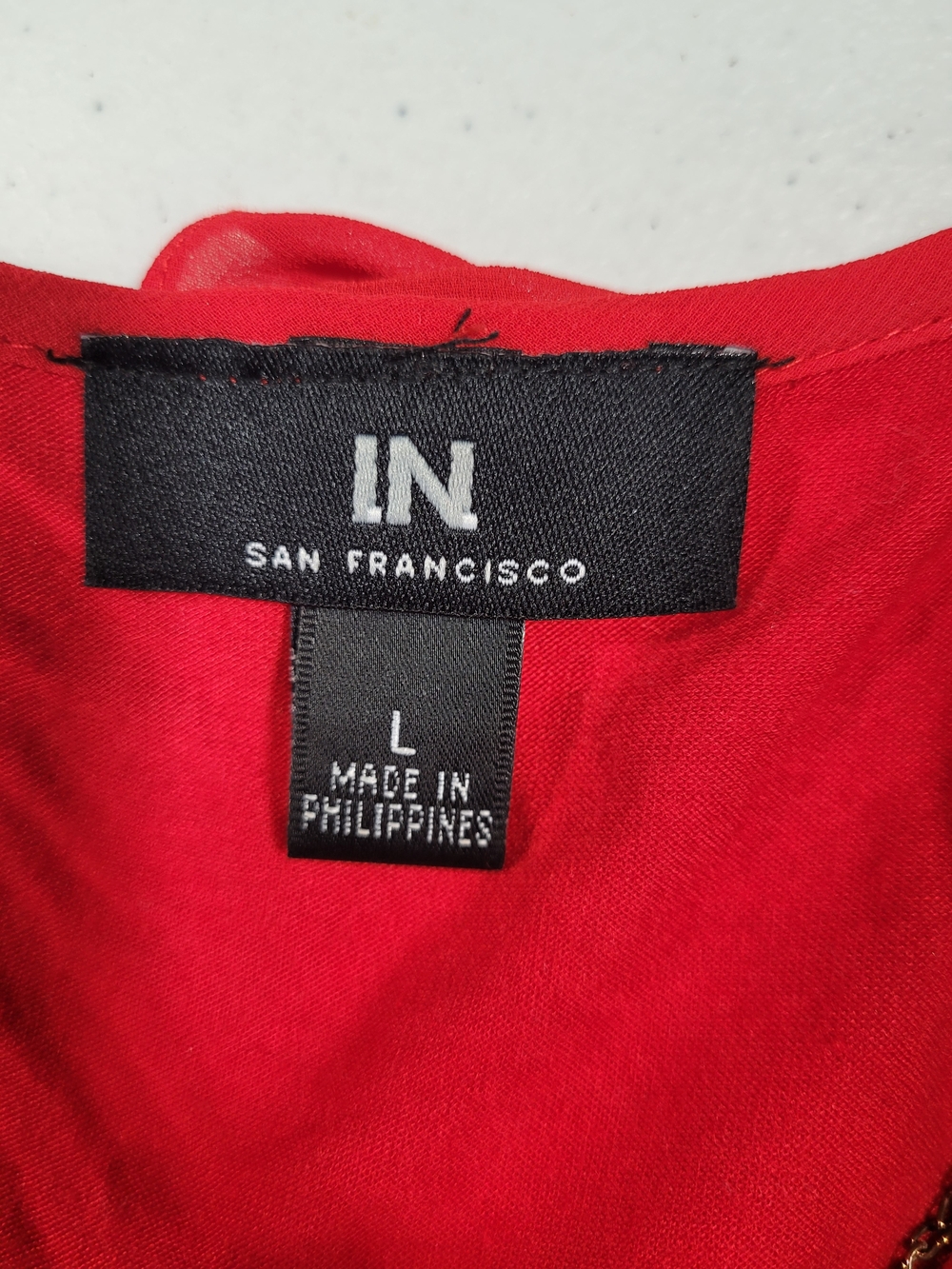 I.N. San Francisco Red Layered V-Neck Chiffon Tank - Picture 2 of 3